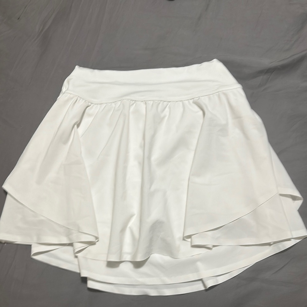 White Asymmetrical Skater Mini Skirt